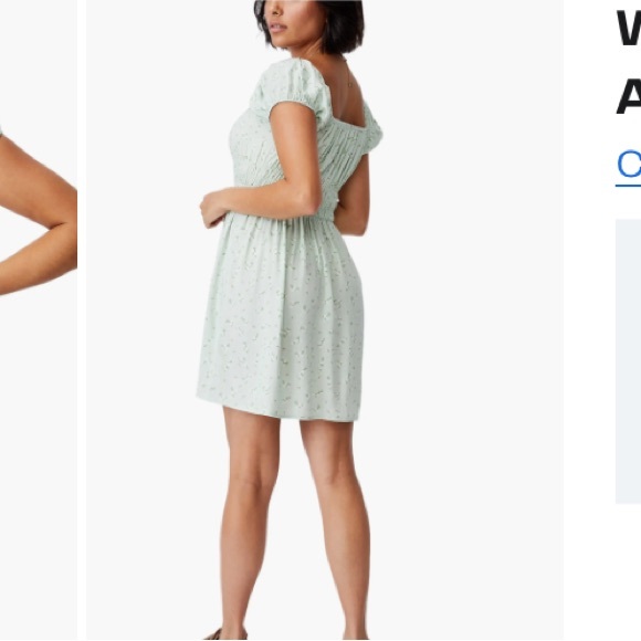 Cotton On Woven Frankie Puff Sleeve Shirred Fit & Flare  Mini Dress - Picture 2 of 4